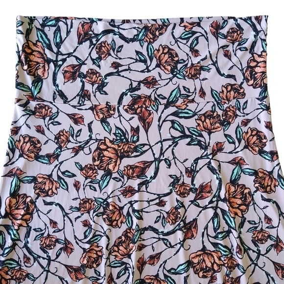 Lularoe Pale Pink Orange Floral Maxi Skirt Pull On Stretchy Colorful Romantic - Picture 4 of 8